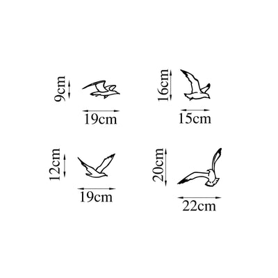 Decoratiune de perete Metal Birds Sorty - 443, Negru, 1.5x20x22 cm