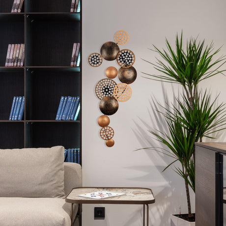 Decoratiune de perete Metal Bronte, Multicolor, 42x8x90 cm