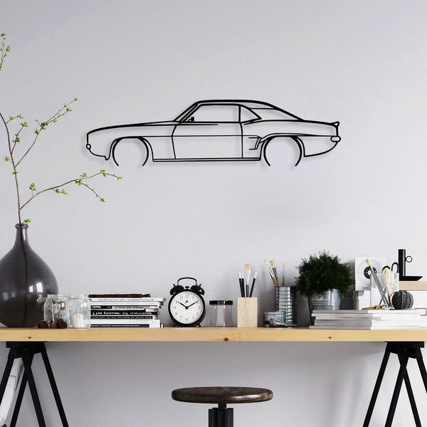 Decoratiune de perete Metal Chevrolet Camaro V2 Silhouette, Negru, 18x70 cm