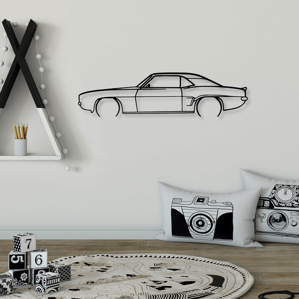 Decoratiune de perete Metal Chevrolet Camaro V2 Silhouette, Negru, 18x70 cm