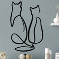 Decoratiune de perete Metal Couple Cat Love, Negru, 0.15x48x72 cm