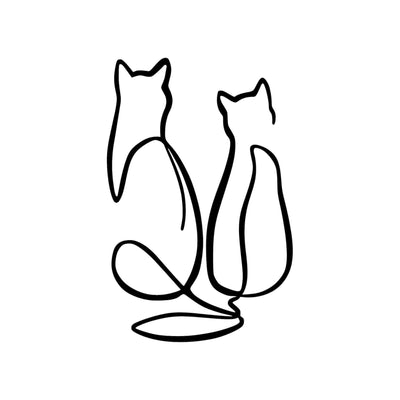 Decoratiune de perete Metal Couple Cat Love, Negru, 0.15x48x72 cm