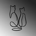 Decoratiune de perete Metal Couple Cat Love, Negru, 0.15x48x72 cm
