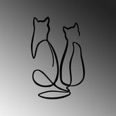 Decoratiune de perete Metal Couple Cat Love, Negru, 0.15x48x72 cm