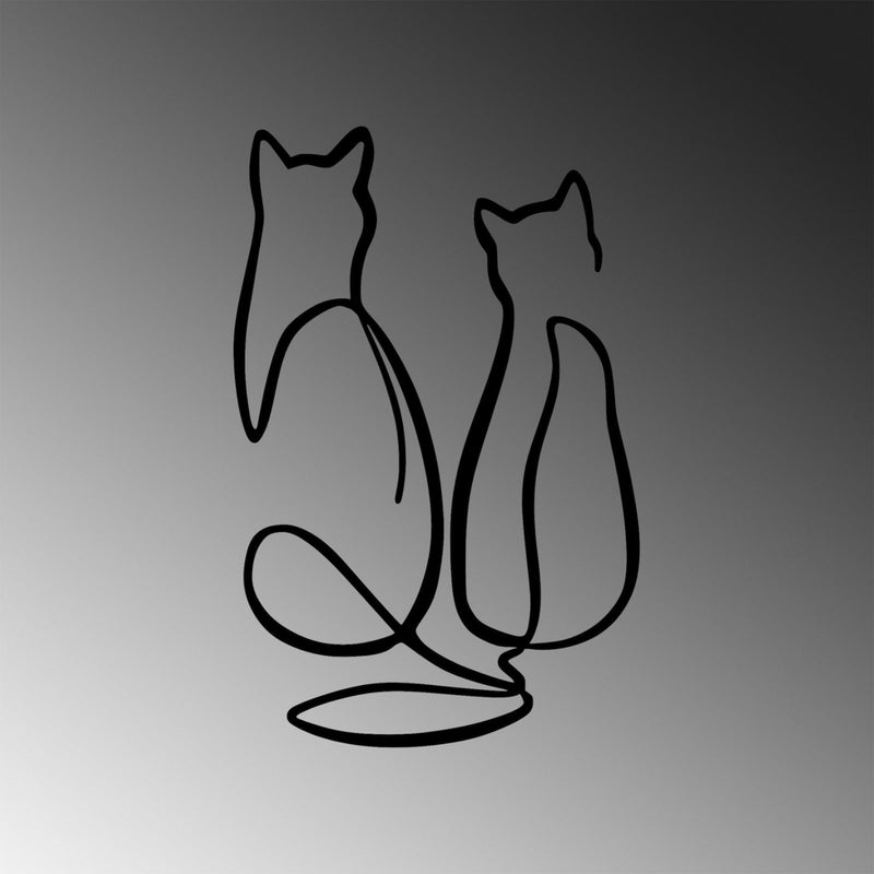 Decoratiune de perete Metal Couple Cat Love, Negru, 0.15x48x72 cm