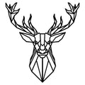 Decoratiune de perete Metal Deer4, Negru, 65x0,15x60 cm