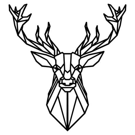 Decoratiune de perete Metal Deer4, Negru, 65x0,15x60 cm