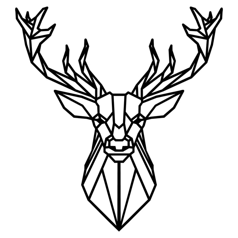 Decoratiune de perete Metal Deer4, Negru, 65x0,15x60 cm