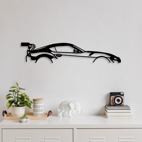 Decoratiune de perete Metal Dodge Viper Silhouette, Negru, 14x1x70 cm