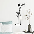 Decoratiune de perete Metal Flower In The Vase, Negru, 0.15x71x33 cm