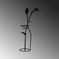 Decoratiune de perete Metal Flower In The Vase, Negru, 0.15x71x33 cm