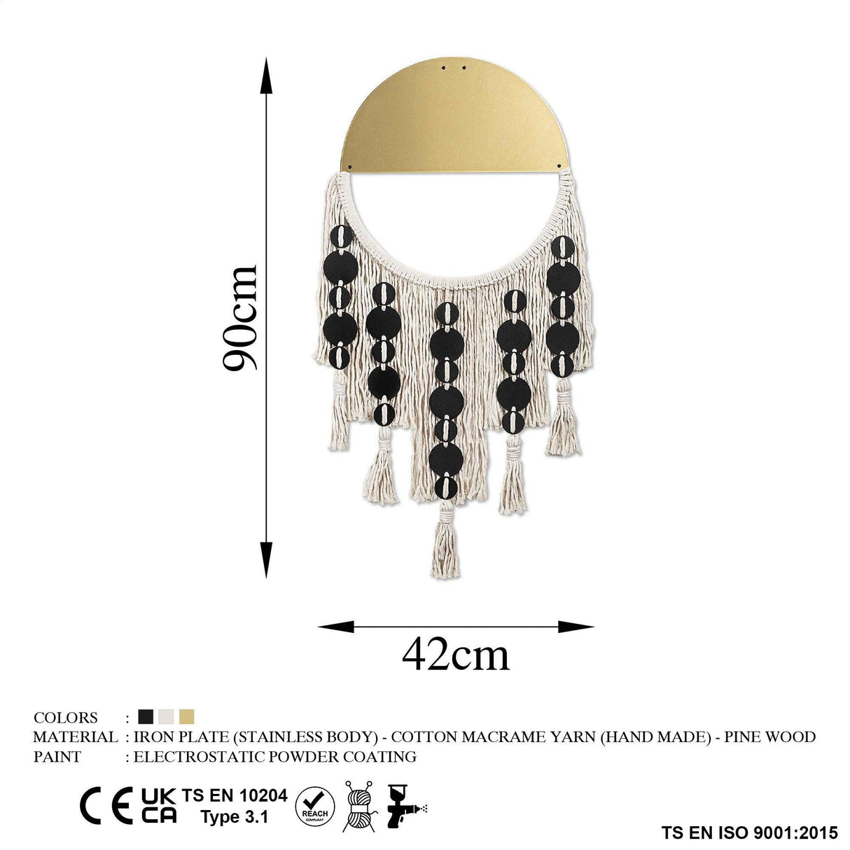 Decoratiune de perete Metal Ivamac, Aur, 90x1x42 cm