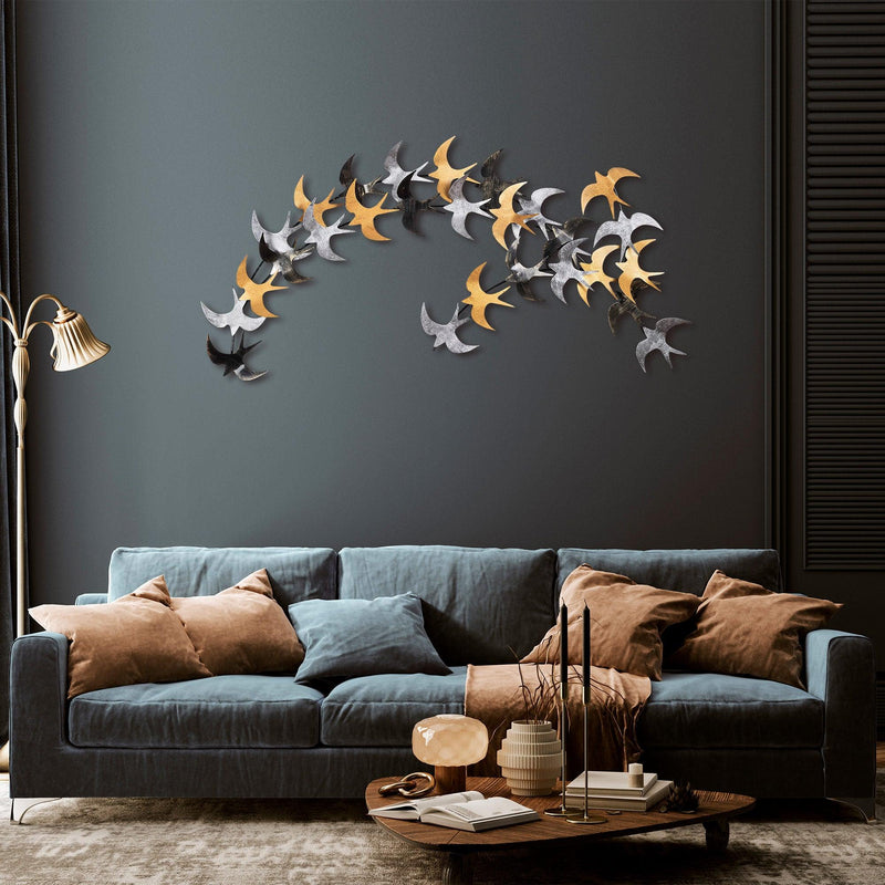Decoratiune de perete Metal Kirlangiç, Multicolor, 62x1x137 cm