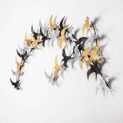 Decoratiune de perete Metal Kirlangiç, Multicolor, 62x1x137 cm
