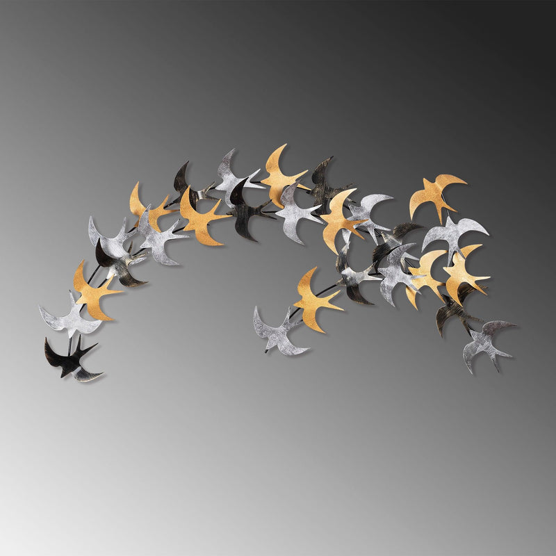 Decoratiune de perete Metal Kirlangiç, Multicolor, 62x1x137 cm