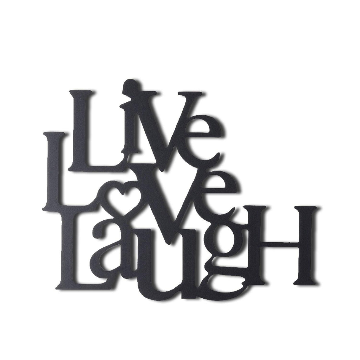 Decoratiune de perete Metal Live Love Laugh, Negru, 49x1x40 cm