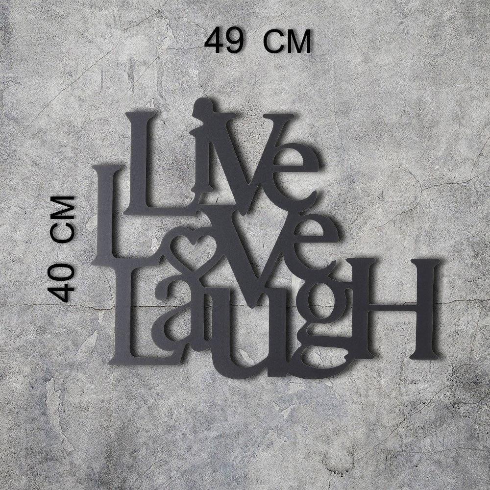 Decoratiune de perete Metal Live Love Laugh, Negru, 49x1x40 cm