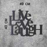 Decoratiune de perete Metal Live Love Laugh, Negru, 49x1x40 cm