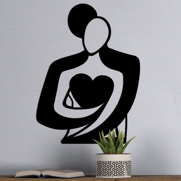 Decoratiune de perete Metal Love, Negru, 52x70 cm