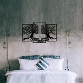Decoratiune de perete Metal Love Tree, Negru, 71x0,12x116 cm