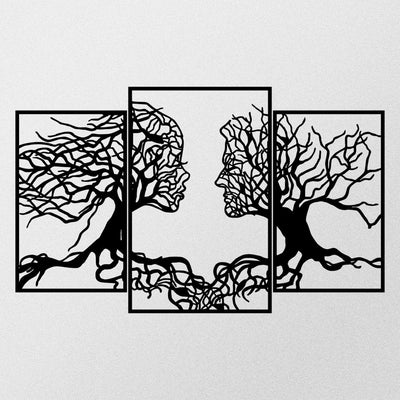 Decoratiune de perete Metal Love Tree, Negru, 71x0,12x116 cm