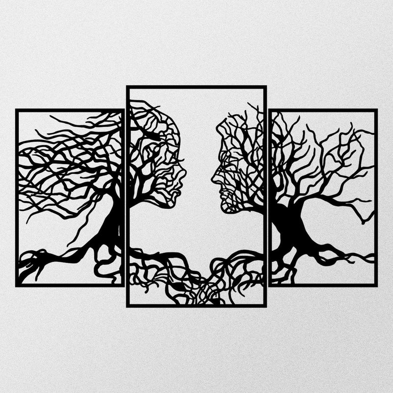 Decoratiune de perete Metal Love Tree, Negru, 71x0,12x116 cm