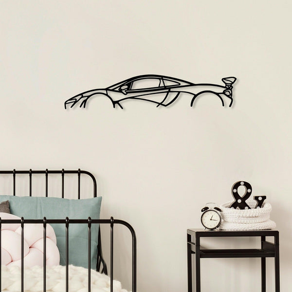 Decoratiune de perete Metal Mclaren P1 Silhouette, Negru, 14x68 cm