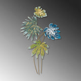Decoratiune de perete Metal Monstera, Multicolor, 113x1x69 cm