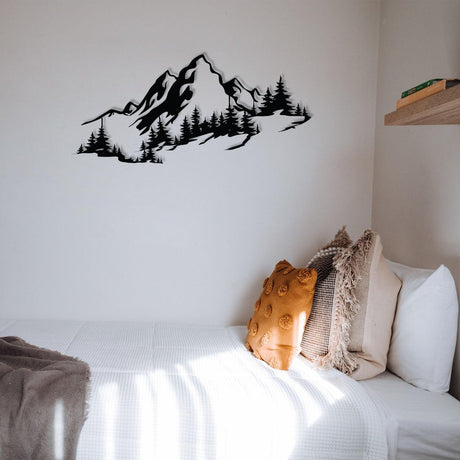 Decoratiune de perete Metal Mountain 3, Negru, 30x0,12x67 cm