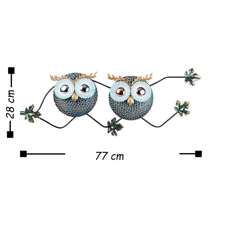 Decoratiune de perete Metal Owl 3, Multicolor, 28x1x77 cm