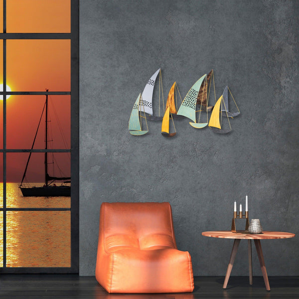 Decoratiune de perete Metal Soykan, Multicolor, 111x70x8 cm