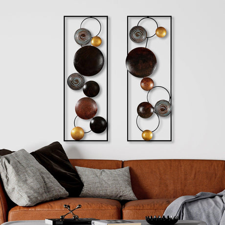 Decoratiune de perete Metal Textured - 3, Multicolor, 92x1x32 cm