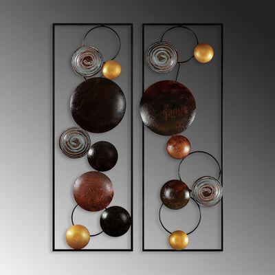 Decoratiune de perete Metal Textured - 3, Multicolor, 92x1x32 cm