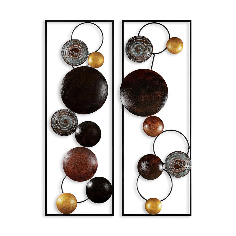 Decoratiune de perete Metal Textured - 3, Multicolor, 92x1x32 cm