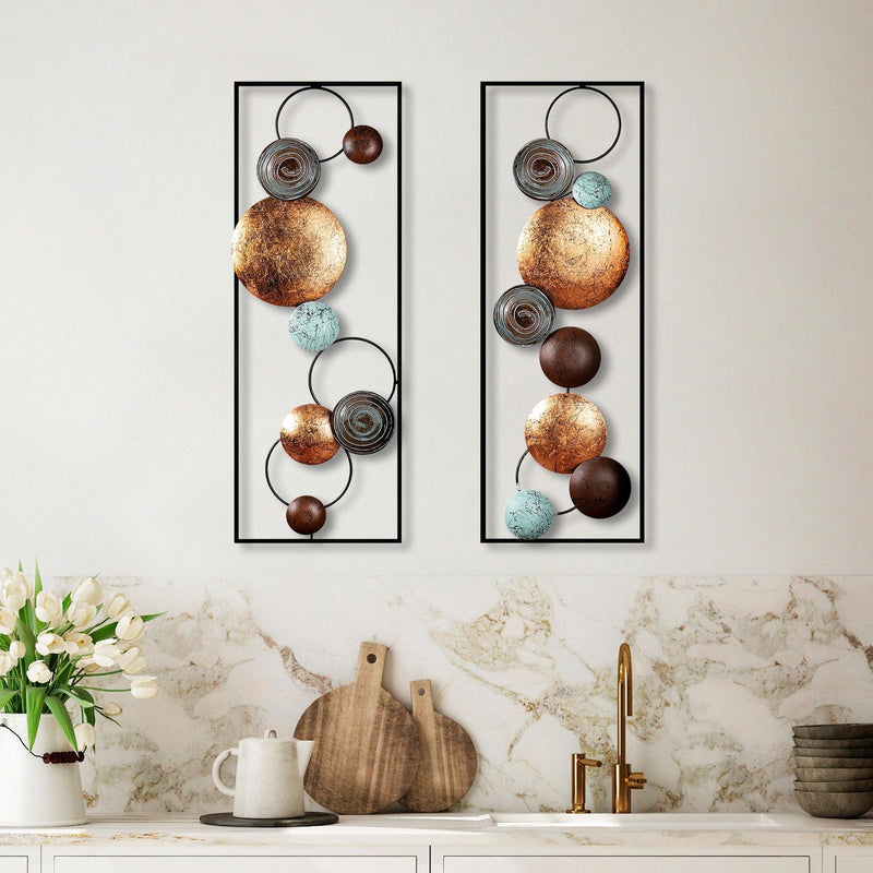 Decoratiune de perete Metal Textured - 9, Multicolor, 92x1x32 cm