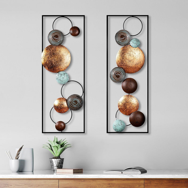 Decoratiune de perete Metal Textured - 9, Multicolor, 92x1x32 cm
