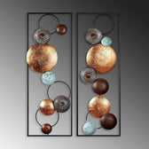 Decoratiune de perete Metal Textured - 9, Multicolor, 92x1x32 cm