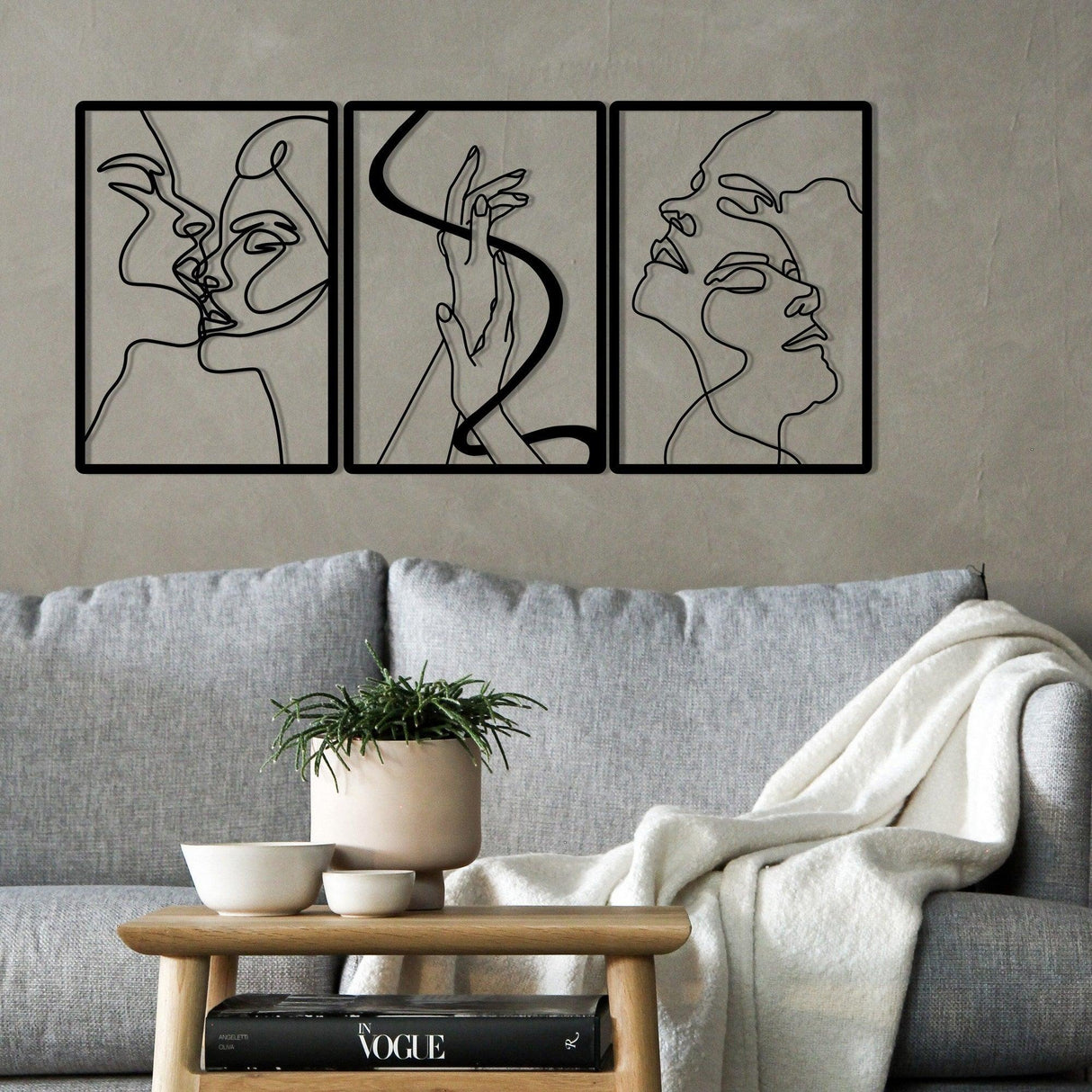 Decoratiune de perete Metal The Unity Of Love, Negru, 50x3x109 cm