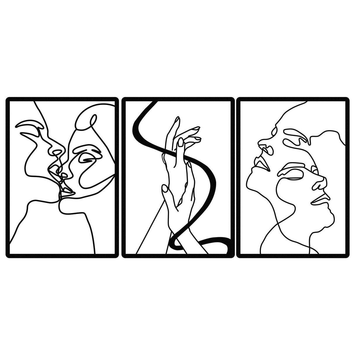 Decoratiune de perete Metal The Unity Of Love, Negru, 50x3x109 cm