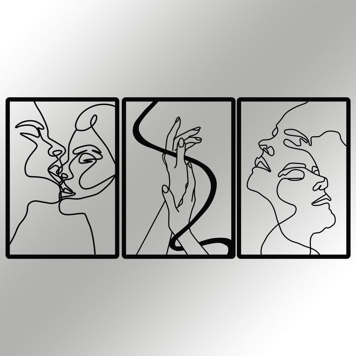 Decoratiune de perete Metal The Unity Of Love, Negru, 50x3x109 cm