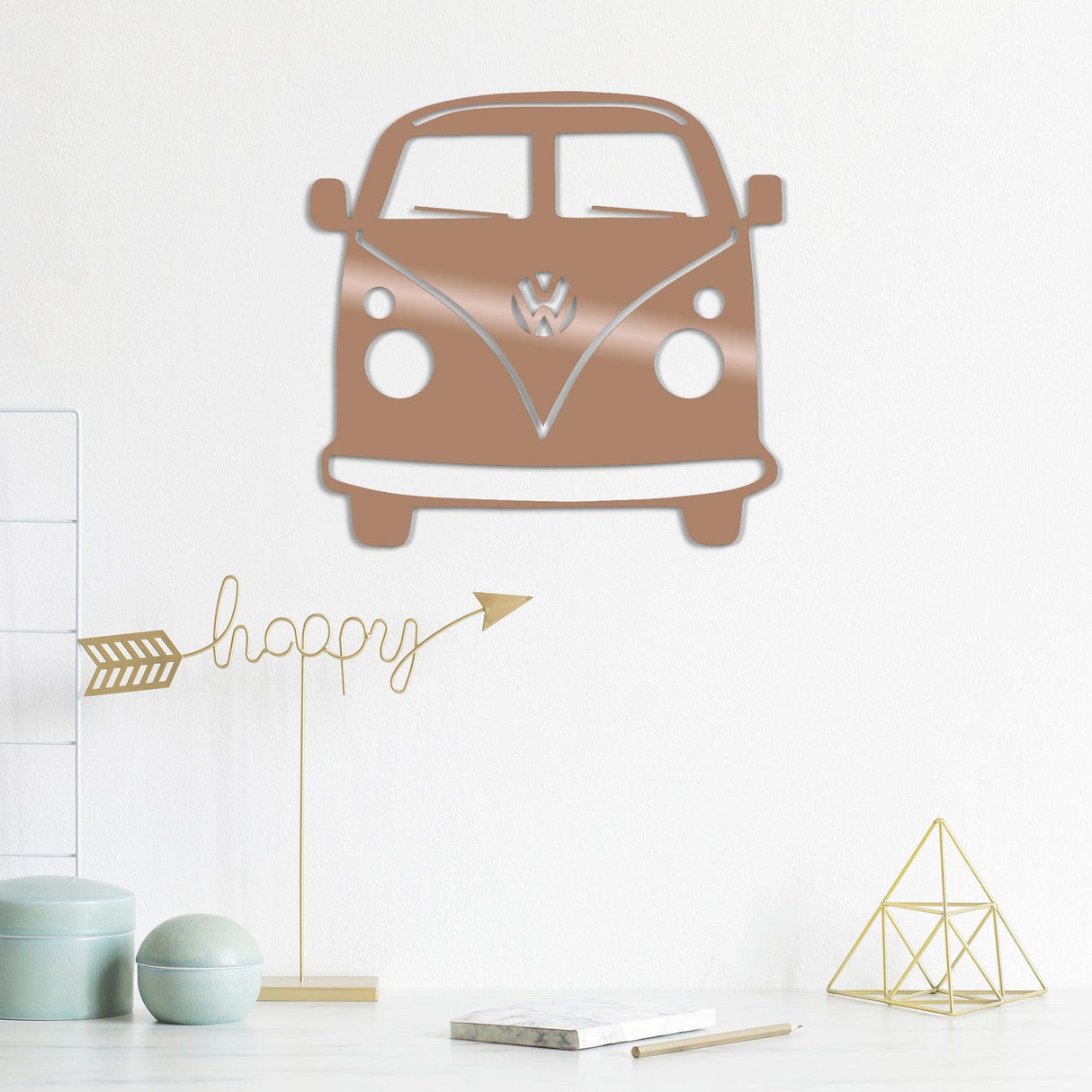 Decoratiune de perete Metal Vosvos - Copper, Cupru, 36x1x32 cm