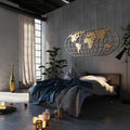 Decoratiune de perete Metal World Map Globe - Gold, Aur, 120x1x60 cm