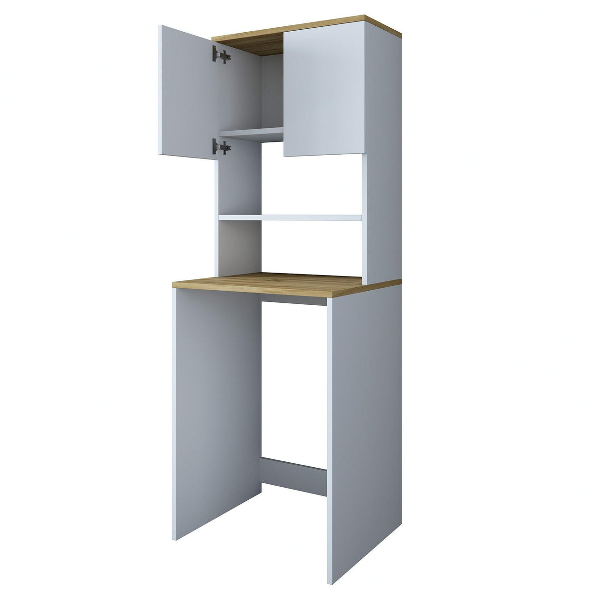 Dulap Baie cu loc pentru Masina de Spalat, 2 Usi si 2 Rafturi, Alb, 65x30x92 cm