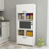 Dulap Bucatarie cu loc de Microunde si Rafturi, Alb, 65 X 180 X 35 Cm