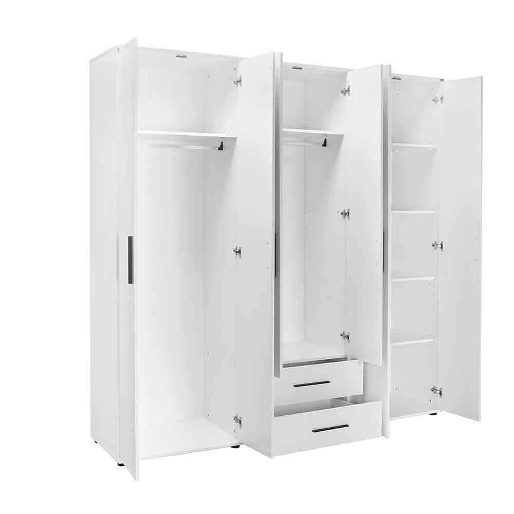 Dulap Haine Adore White, 6 usi, 2 sertare, Alb, 206x213x52 cm