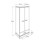 Dulap Haine Adore Base, 2 usi cu sertar si umeras, Alb, 80 x 198 x 52 cm