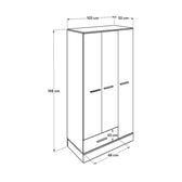 Dulap Haine Adore Base, 3 usi, 1 sertar, Alb, 103 x 198 x 52 cm