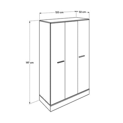 Dulap Haine Adore Base, 3 usi, Alb, 120 x 197 x 52 cm