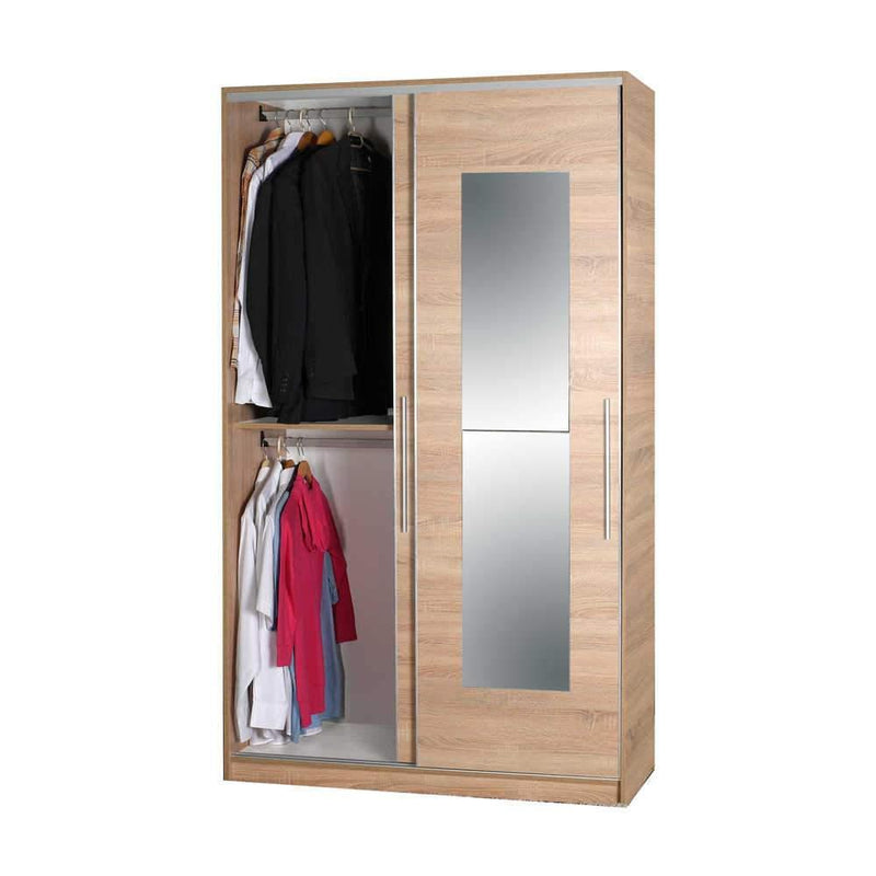 Dulap Haine Adore Elit Plus, 2 usi glisante cu oglinda, Sonoma, 120 x 207 x 52 cm