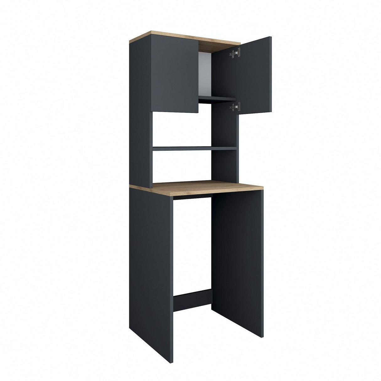 Dulap Masina De Spalat Kaser cu 2 Usi si 3 Rafturi, Antracit, 65x183x60 cm